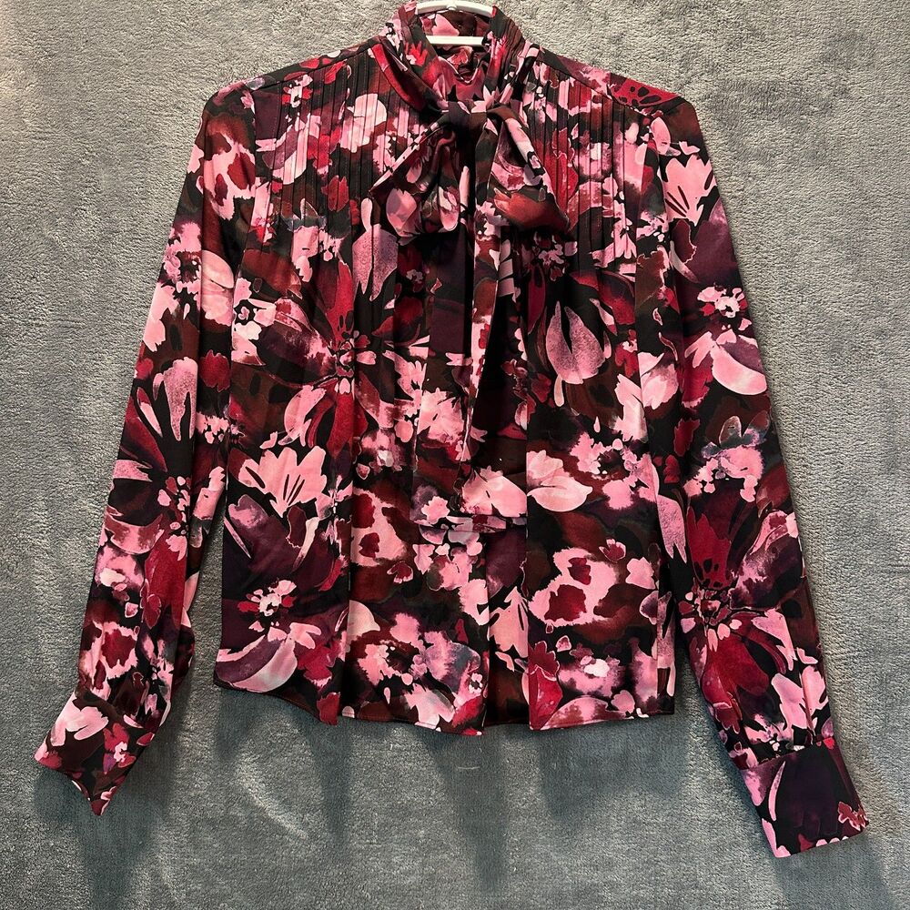 NWT Derek Lam 10 Crosby Valentine Floral Tie Neck Blouse Size 0 Mulberry Garden